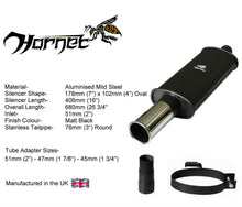 Load image into Gallery viewer, Hornet Exhaust Universal Sports Back Box - 3" Round Stainless Steel Tailpipe