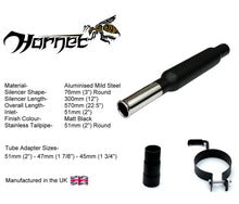 Load image into Gallery viewer, Hornet Exhaust Universal Sports Bomb - Single 2" Round Stainless Steel Tailpipe
