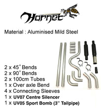 Load image into Gallery viewer, Hornet Universal Sport Bomb Exhaust Kit - 1.75" Bore Tubing -  3" Stainless Steel Tailpipe