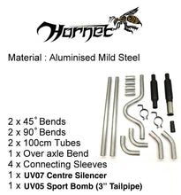Load image into Gallery viewer, Hornet Universal Sport Bomb Exhaust Kit - 2.25&quot; Bore Tubing -  3&quot; Stainless Steel Tailpipe

